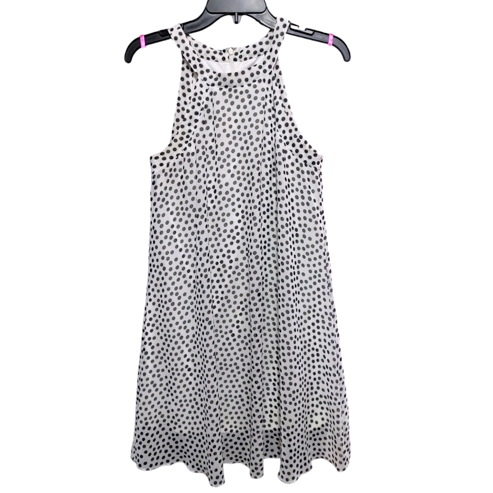 Betsey Johnson Black & White Polka Dot Halter Mini Swing Dress Women's Size 4